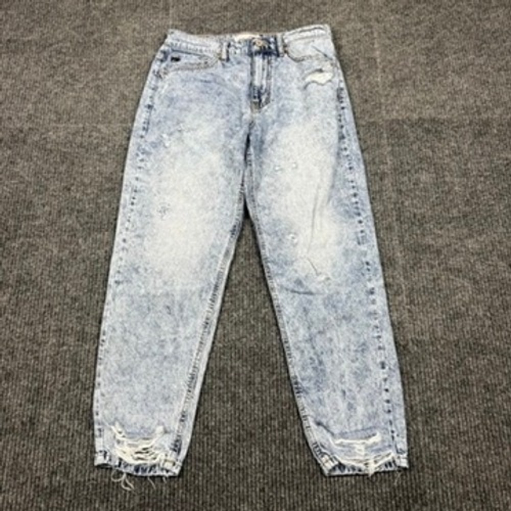 KanCan High Rise Acid Wash Distressed Mom Jeans  Size 7/27(actual 29"W)  KC8603M